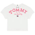 تيشيرت بنات بالشعار باللون الأبيض, 1, hi-res