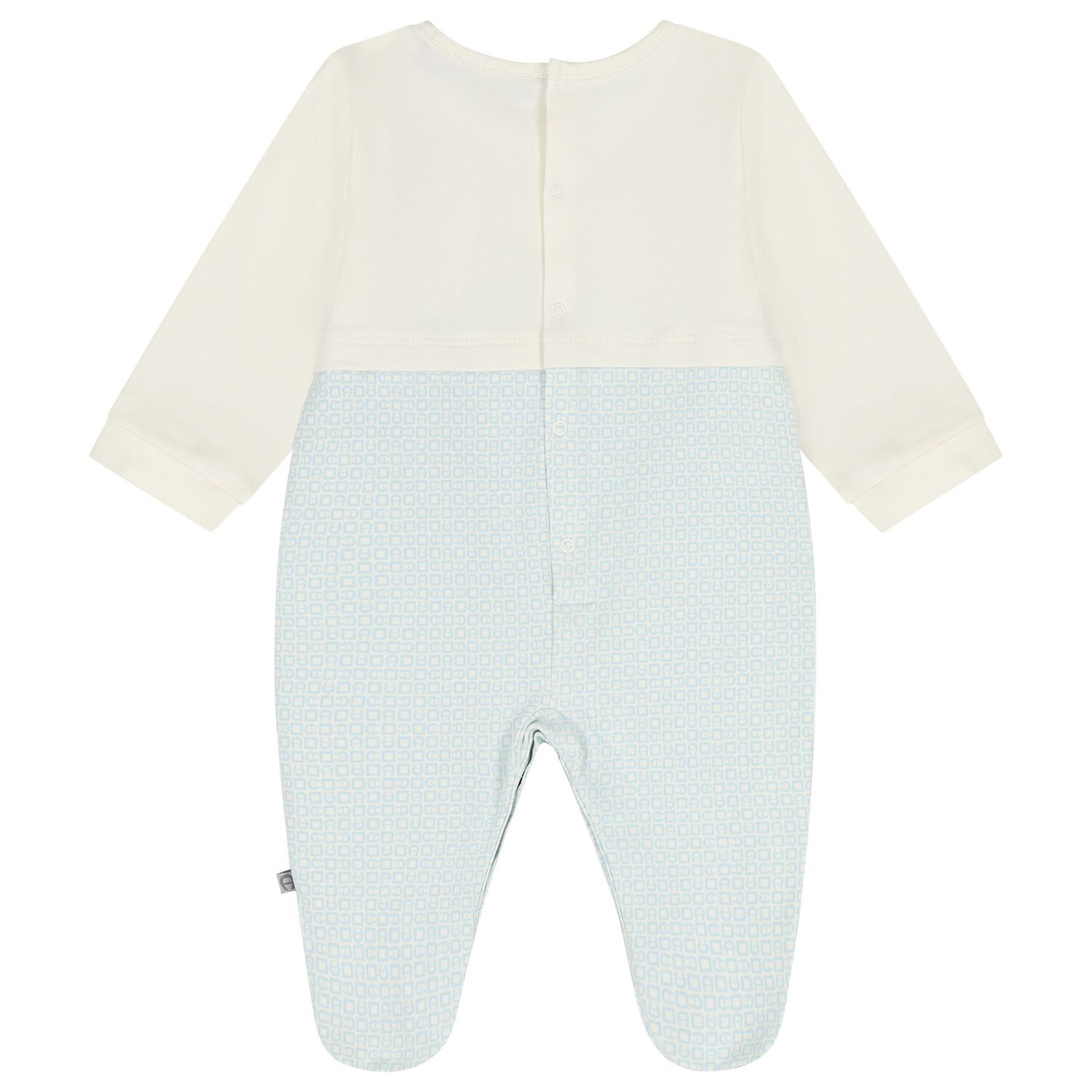 Baby Boys Ivory & Blue Teddy Bear Logo Babygrow, 2, hi-res