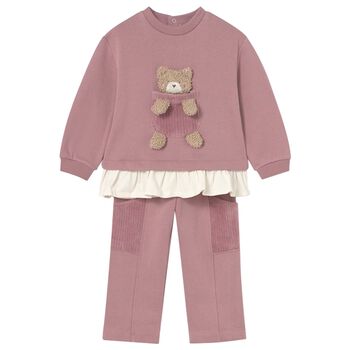 Younger Girls Pink Teddy Bear Tracksuit