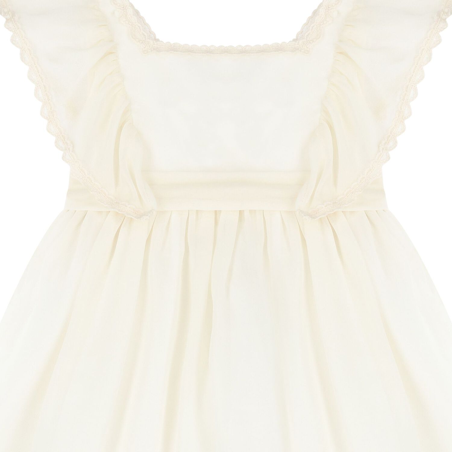 Younger Girls Ivory Chiffon Dress, 1, hi-res
