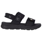 Boys Black Logo Sandals, 1, hi-res