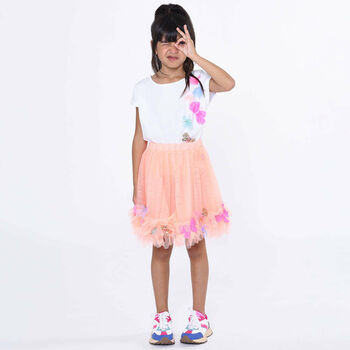 Girls Orange Butterfly Tulle Skirt