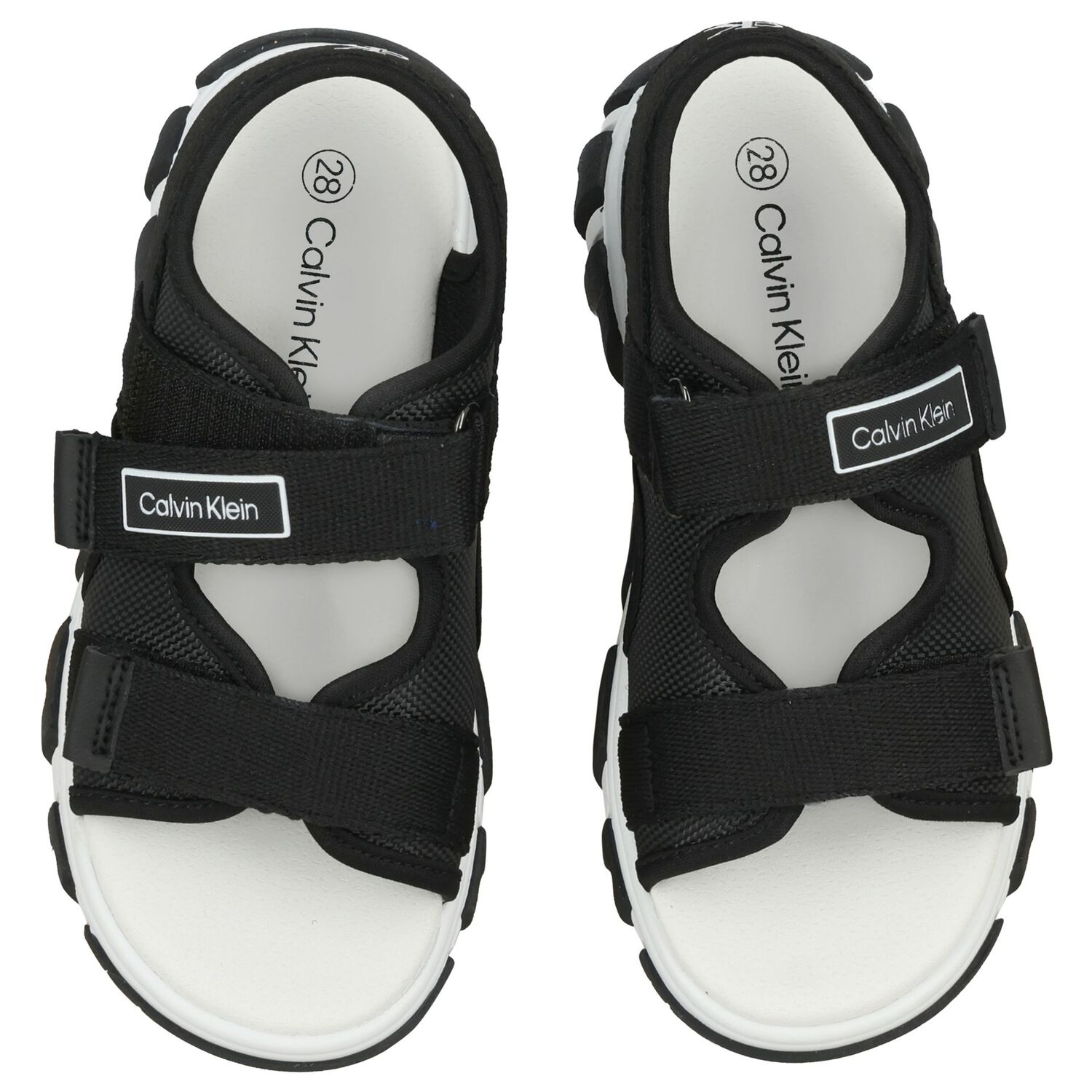 Boys Black Logo Sandals, 2, hi-res