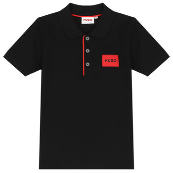 Boys Black Logo Polo Shirt