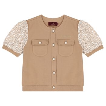 Girls Beige Logo Top