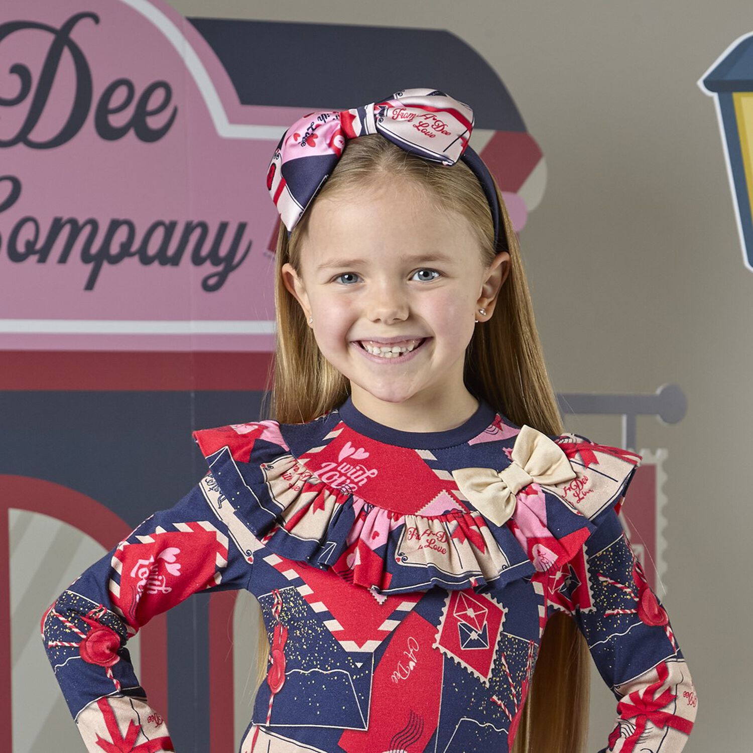 ربطة رأس للبنات بالشعار باللون الكحلي, 1, hi-res