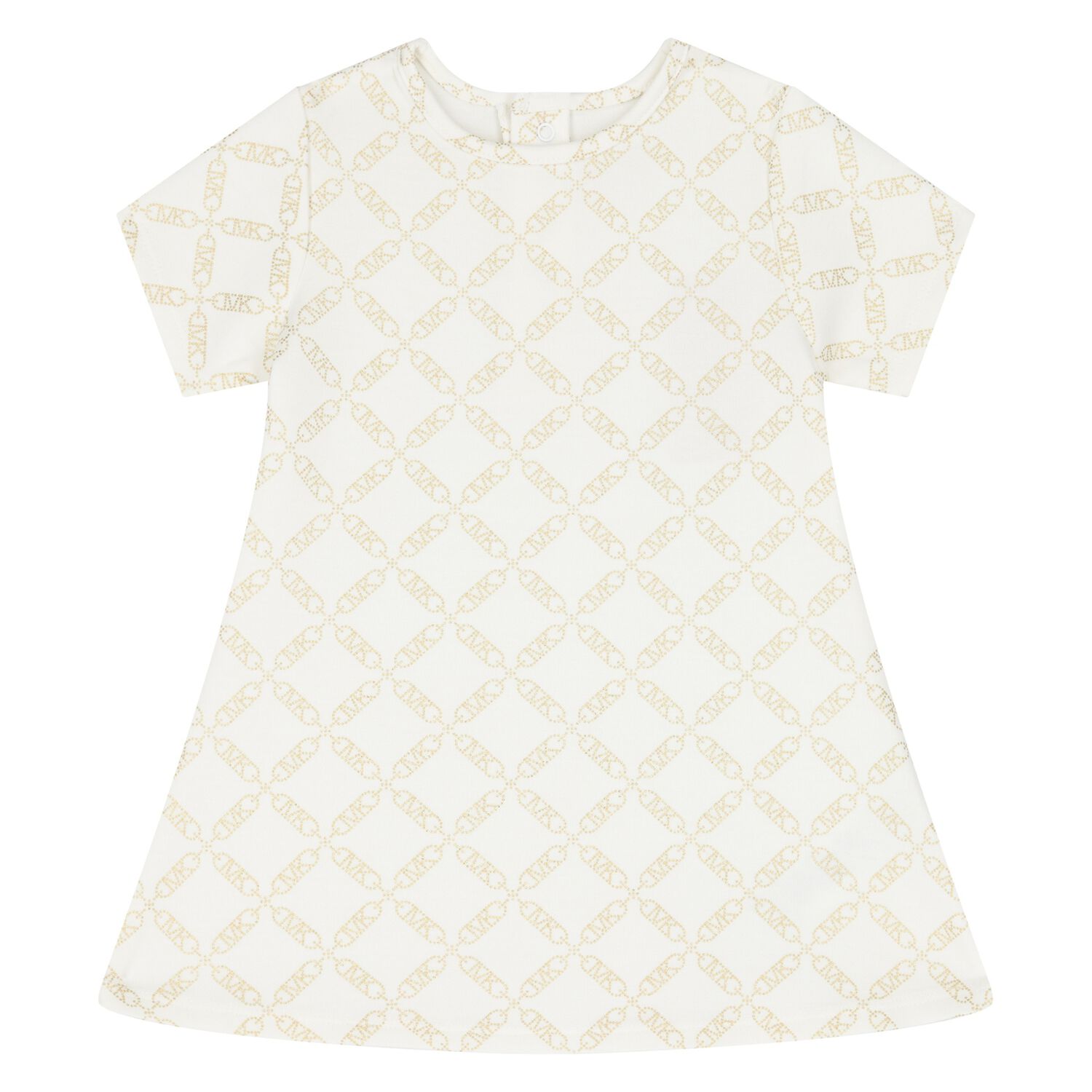 Younger Girls Ivory & Gold Logo Dress, 1, hi-res image number null