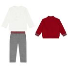 Younger Boys Red, White & Grey 3 Piece Tracksuit, 1, hi-res
