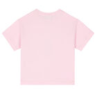 تيشيرت بالشعار باللون الوردي للبنات, 3, hi-res