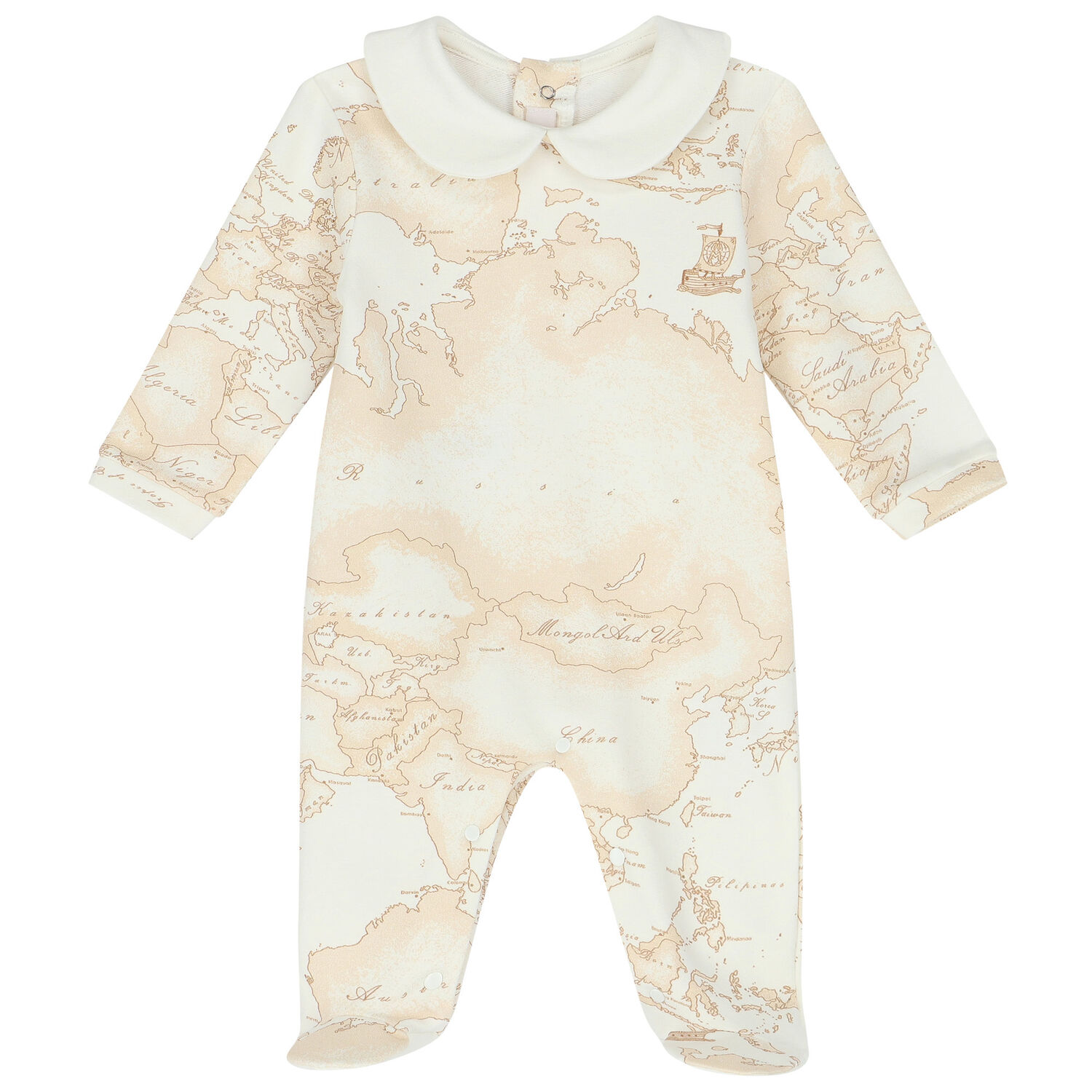 Ivory & Beige Geo Map Babygrow Set, 1, hi-res image number null