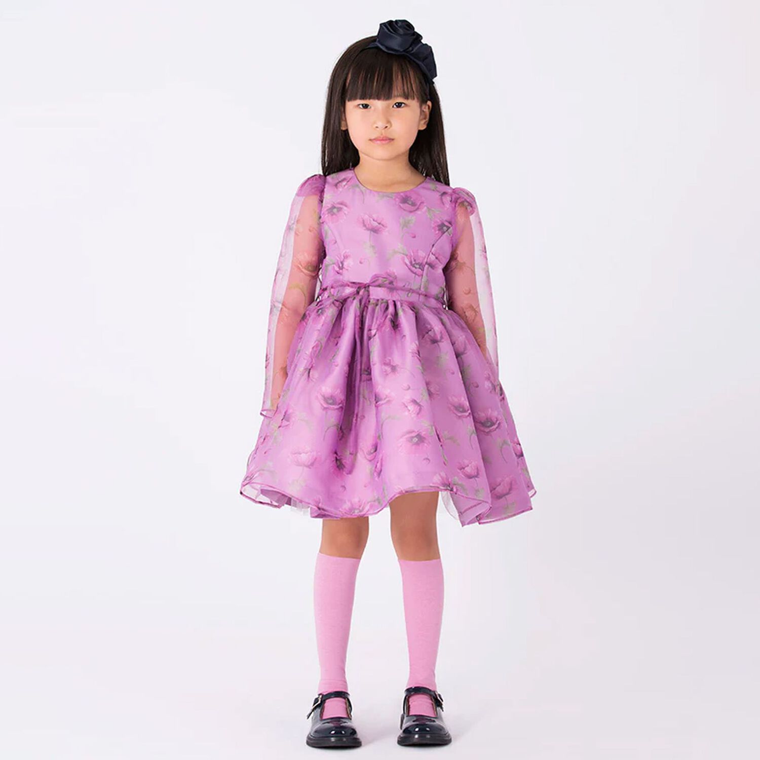 Girls Purple Floral Dress, 1, hi-res image number null