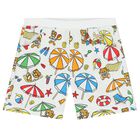 Blue & White Teddy Bear Logo Shorts Set, 2, hi-res