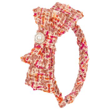 Patachou Girls Fuchsia Tweed Bow Headband, 2 Girls Fuchsia Tweed Bow Headband