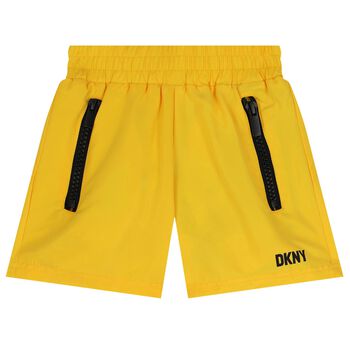 Boys Black & Yellow Logo Swim Shorts