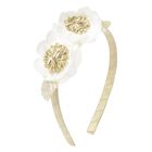 Girls Gold & White Flower Headband, 2, hi-res