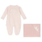 Baby Girls Pink Angel Wings Babygrow Set, 2, hi-res