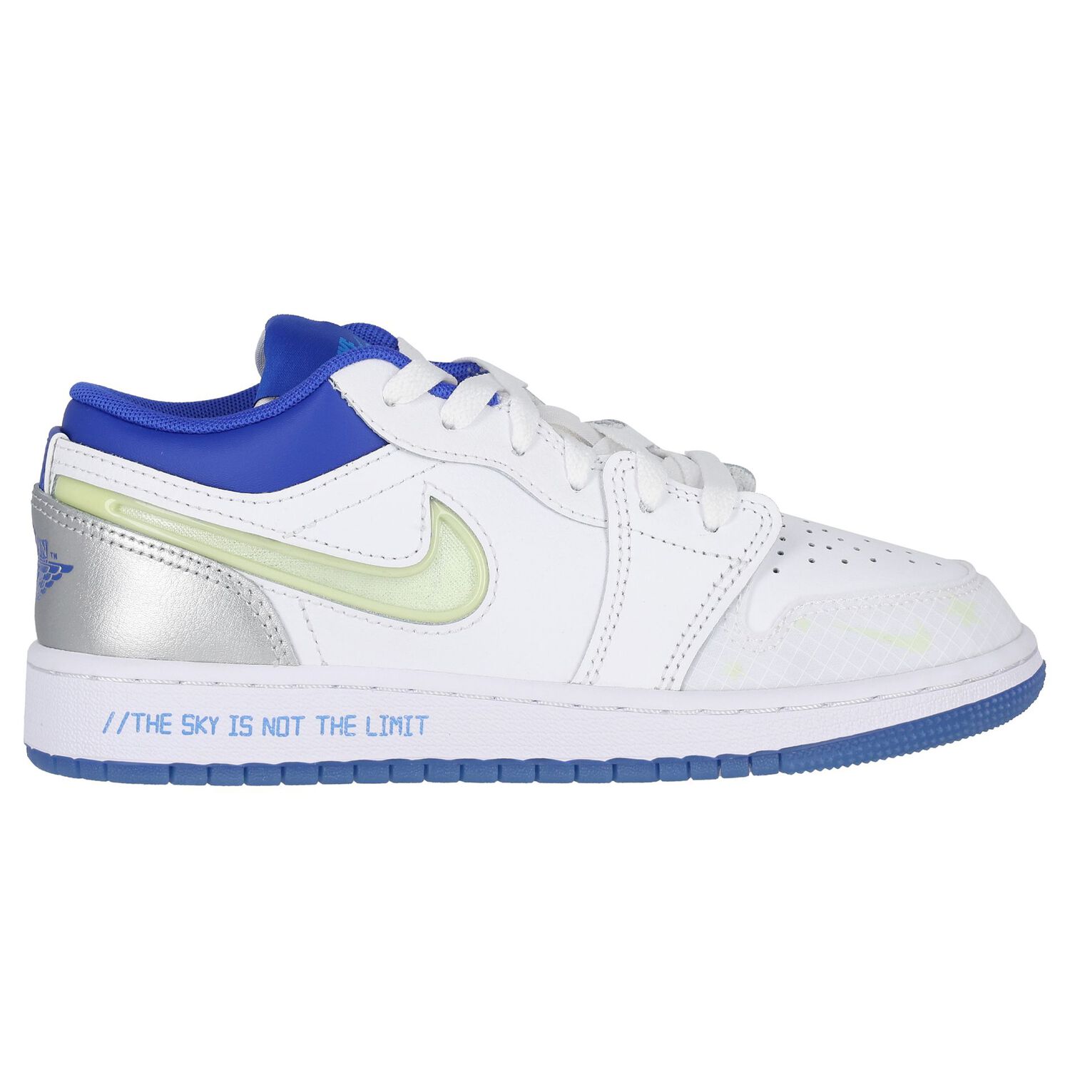 White & Blue Air Jordan 1 Low Trainers, 1, hi-res image number null