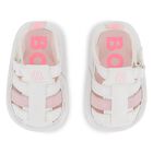 Baby Girls White Logo Sandals, 1, hi-res