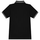 Boys Black Logo Polo Shirt, 2, hi-res