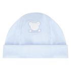 Baby Boys Blue Teddy Bear Hat, 1, hi-res