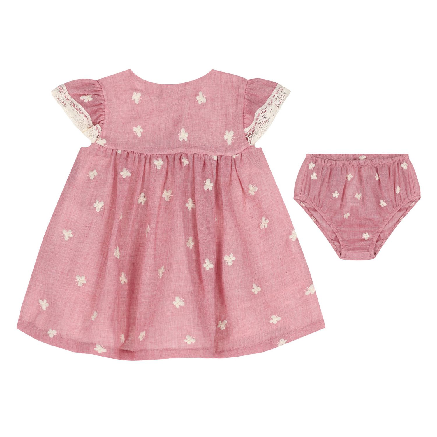 Baby Girls Red Floral Embroidered Dress Set, 2, hi-res