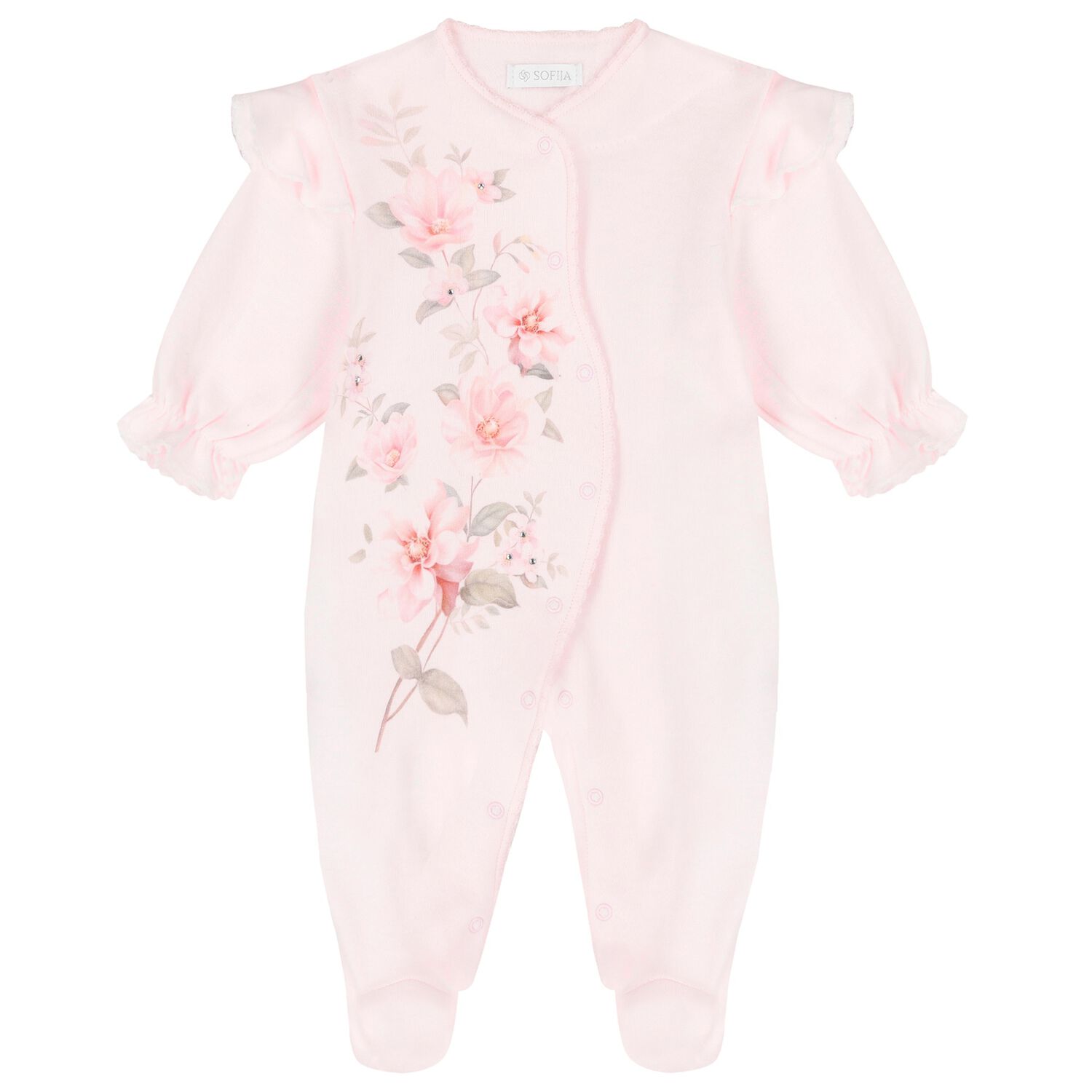 Baby Girls Pink Floral Babygrow, 1, hi-res image number null