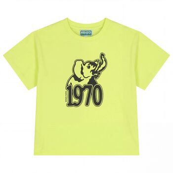 Boys Green Elephant Logo T-Shirt