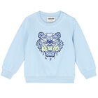 Younger Boys Pale Blue Tiger Logo Sweatshirt, 1, hi-res