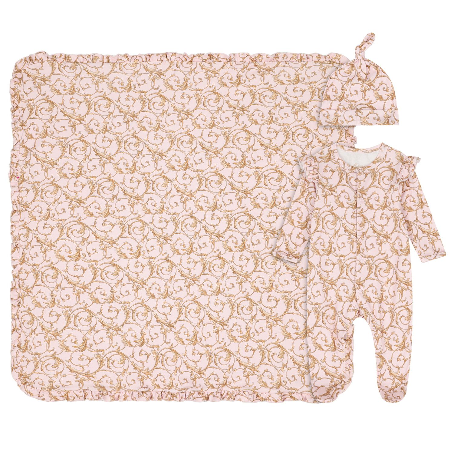 Baby Girls Pink & Gold Babygrow Gift Set, 1, hi-res