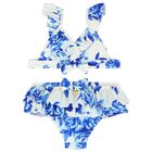 Girls White & Blue Floral Bikini, 2, hi-res