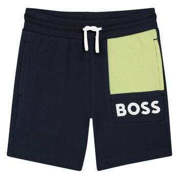 Younger Boys Navy Blue & Green Shorts