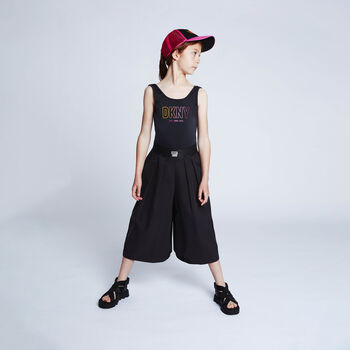 Girls Black Logo Swimsuit