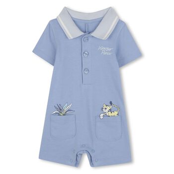 Baby Boys Blue Logo Romper