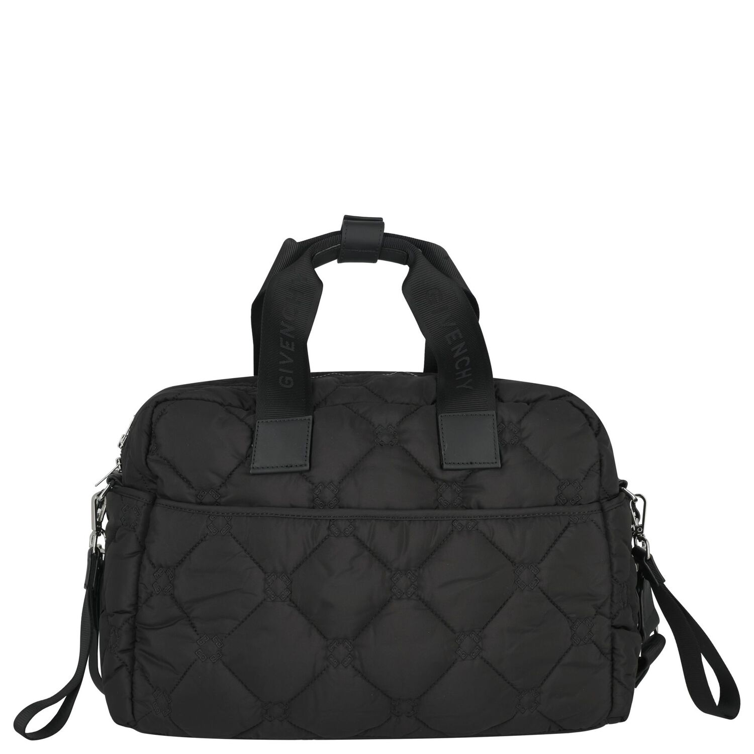 Black Logo Quilted Baby Changing Bag, 1, hi-res