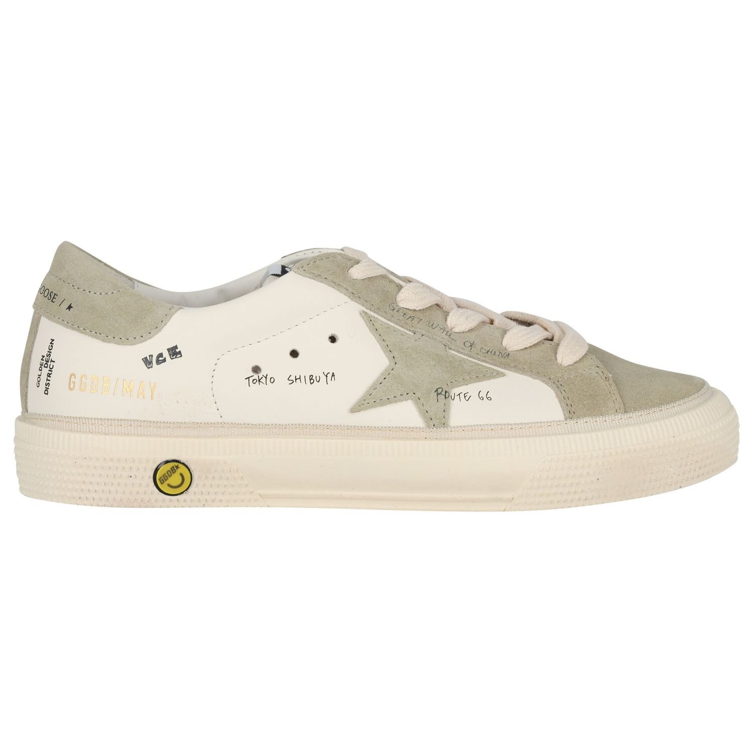 Ivory & Green Logo Trainers, 1, hi-res