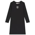 Girls Black Logo Dress, 1, hi-res
