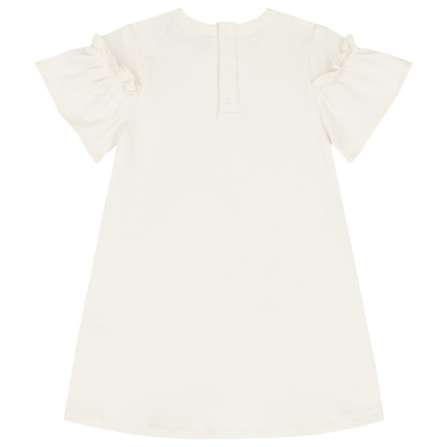 Younger Girls Ivory Bag Ruffle Dress, 1, hi-res