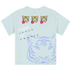 تيشيرت بالشعار باللون الأكوا للبنات , 1, hi-res