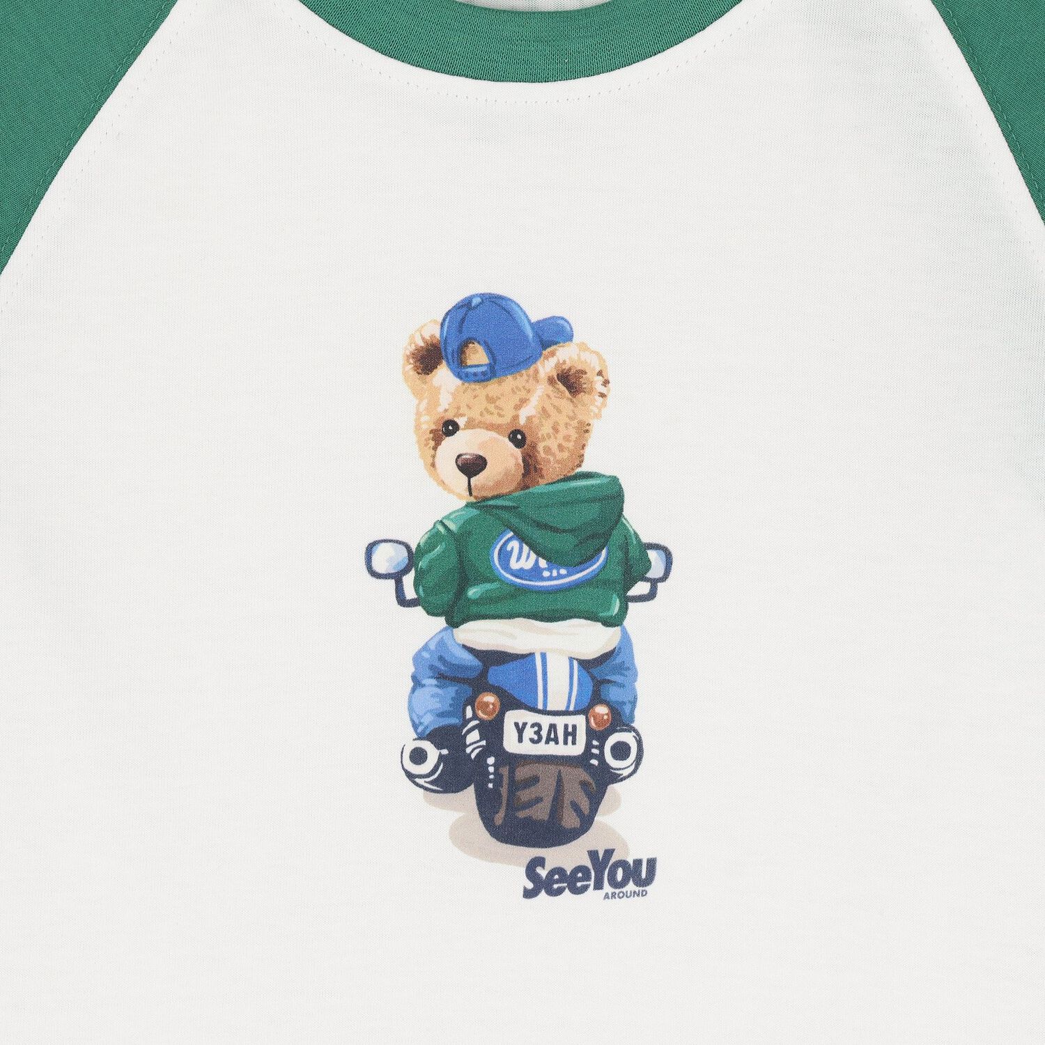 Boys White, Green & Navy Blue Teddy Bear Trouser Set, 1, hi-res
