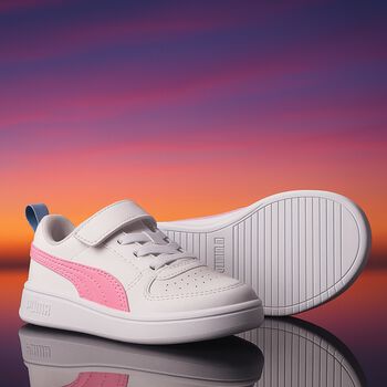 Girls White & Pink Rickie Velcro Trainers
