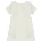 Younger Girls Ivory Logo Ruffled Dress, 1, hi-res