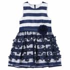 Girls Navy Blue & White Dress, 1, hi-res