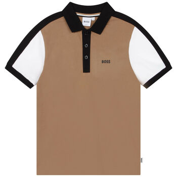 Boys Beige Logo Polo Shirt