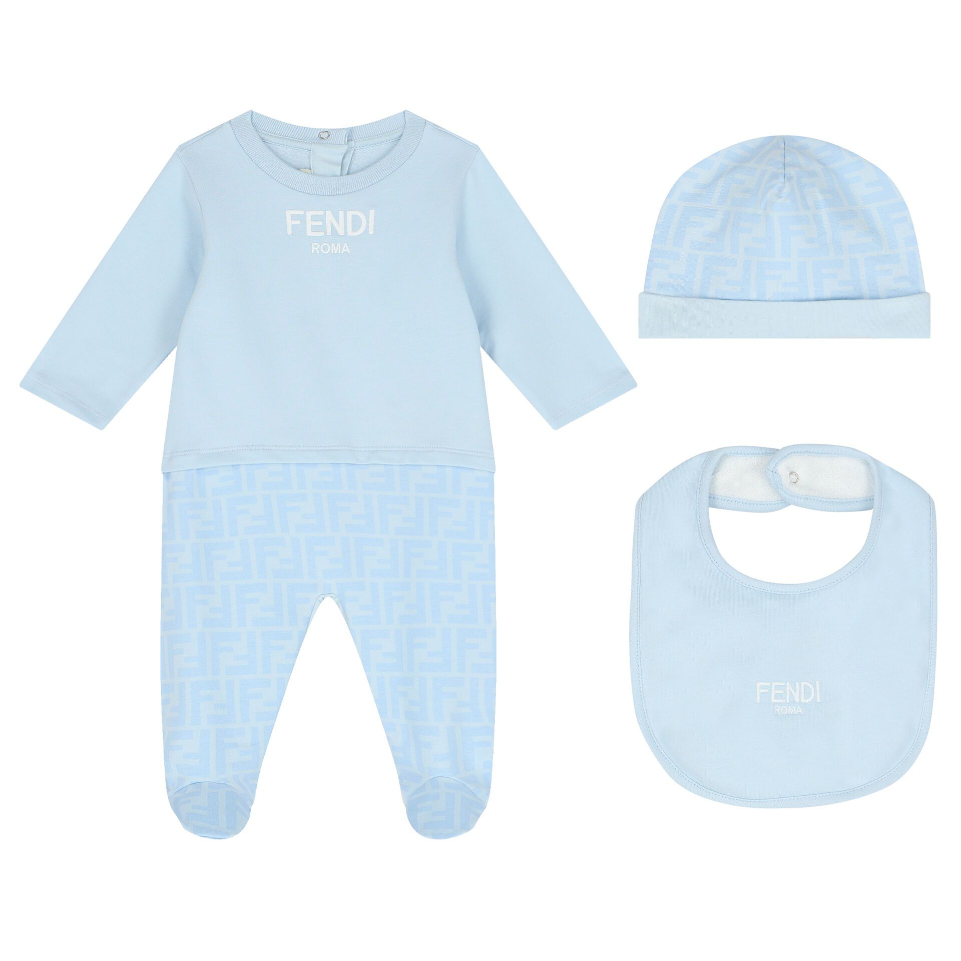 Fendi Boys Blue Logo Baby Gift Set Junior Couture UAE