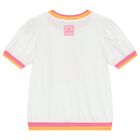 تيشيرت بنات بالشعار باللون الأبيض, 1, hi-res