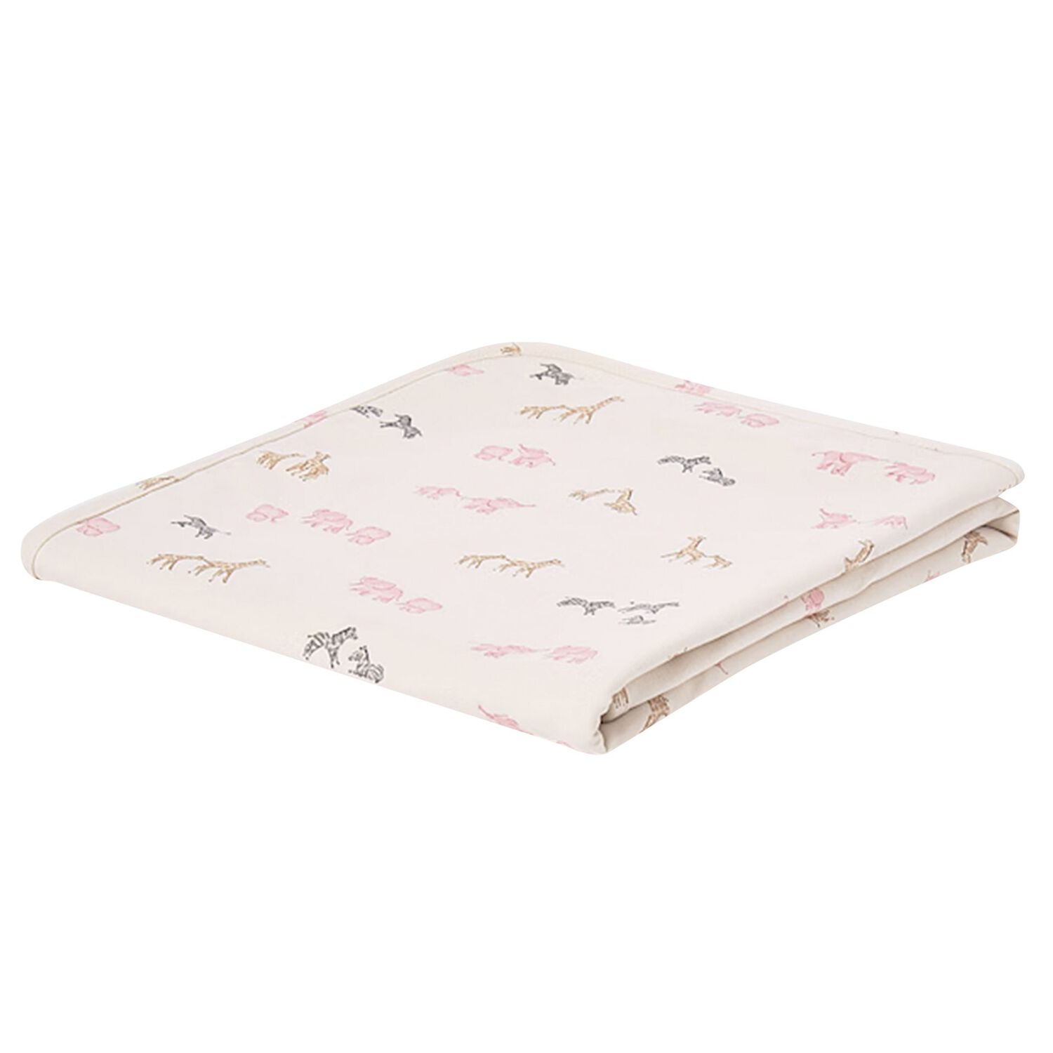 Baby Girls Beige & Pink Animals Blanket, 2, hi-res