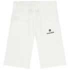 Boys White Logo Shorts, 1, hi-res