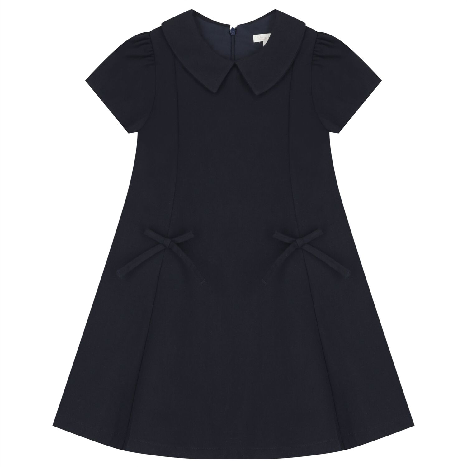Girls Navy Blue Bow Dress, 1, hi-res