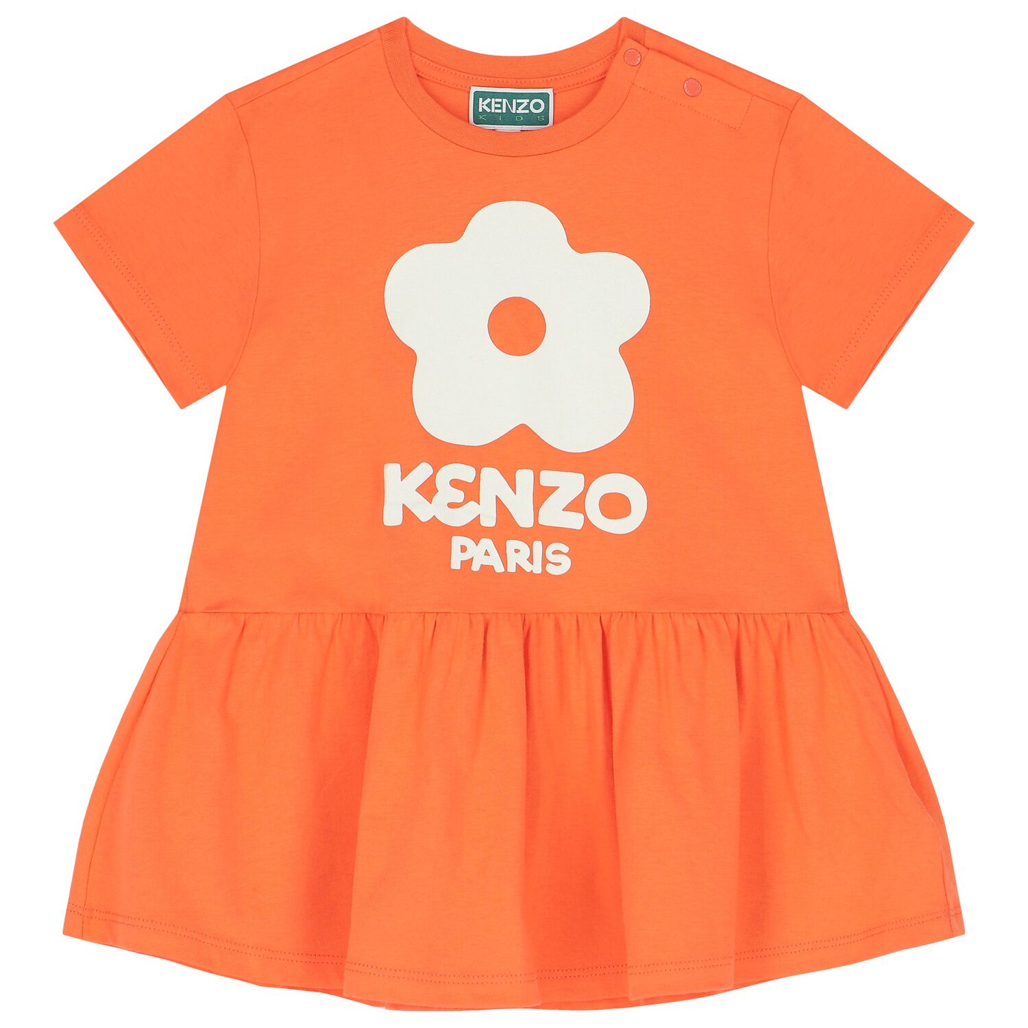 Younger Girls Orange Boke Flower Dress, 2, hi-res