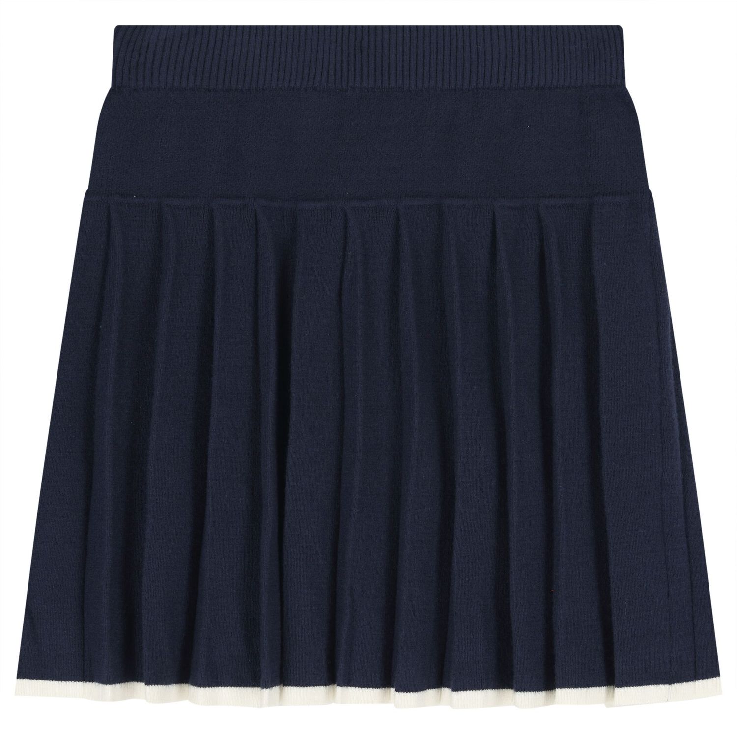 Girls Ivory & Navy Blue Logo Knit Skirt Set, 1, hi-res
